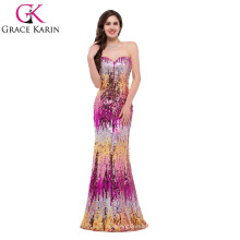 Grace Karin Sexy Ladies Strapless Sweetheart Brilhantes Sequins Vestidos de noite CL7517-2